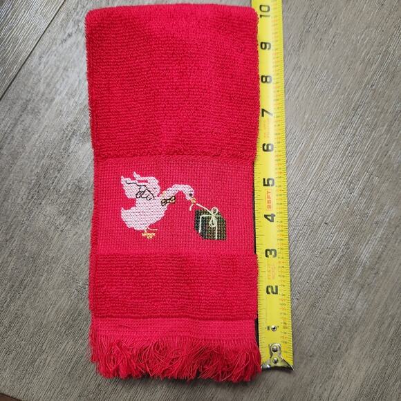 🎄 Vintage Needlepoint Crossstitch Christmas Geese Fingertip Towels 2 Grannycore - Picture 4 of 4